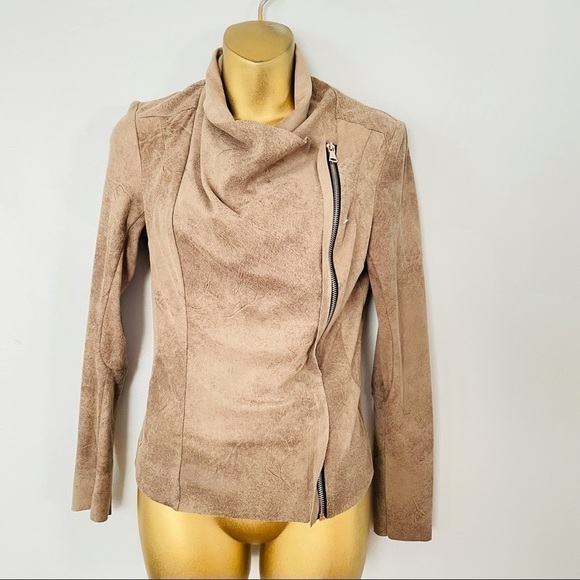 Zara Tan Moto Suede Jacket Size XS | Minimal Chic Fall 2025 Streetwear - Picture 7 of 7